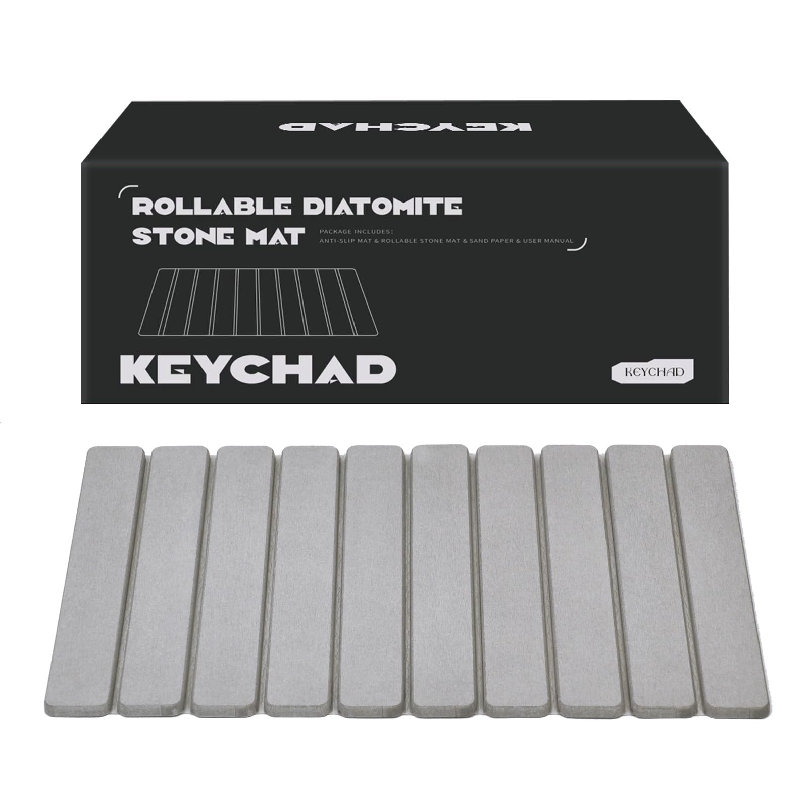 KEYCHAD foldable stone bath mat highlights compact storage and gray style