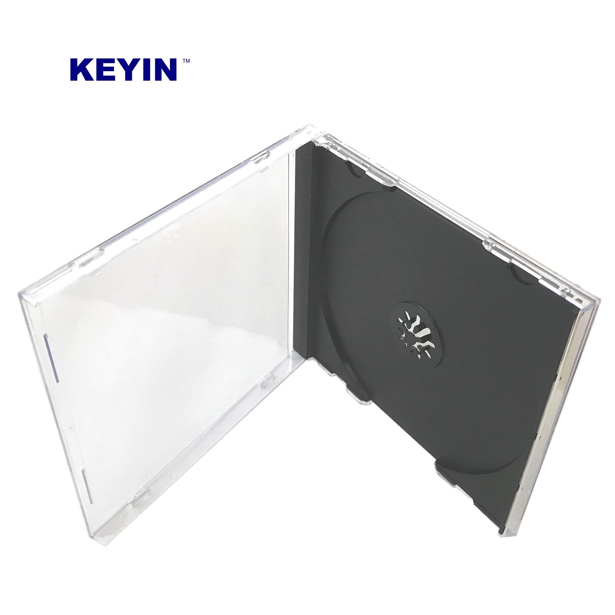 KEYIN black jewel case side view showing hinged lid and clear front