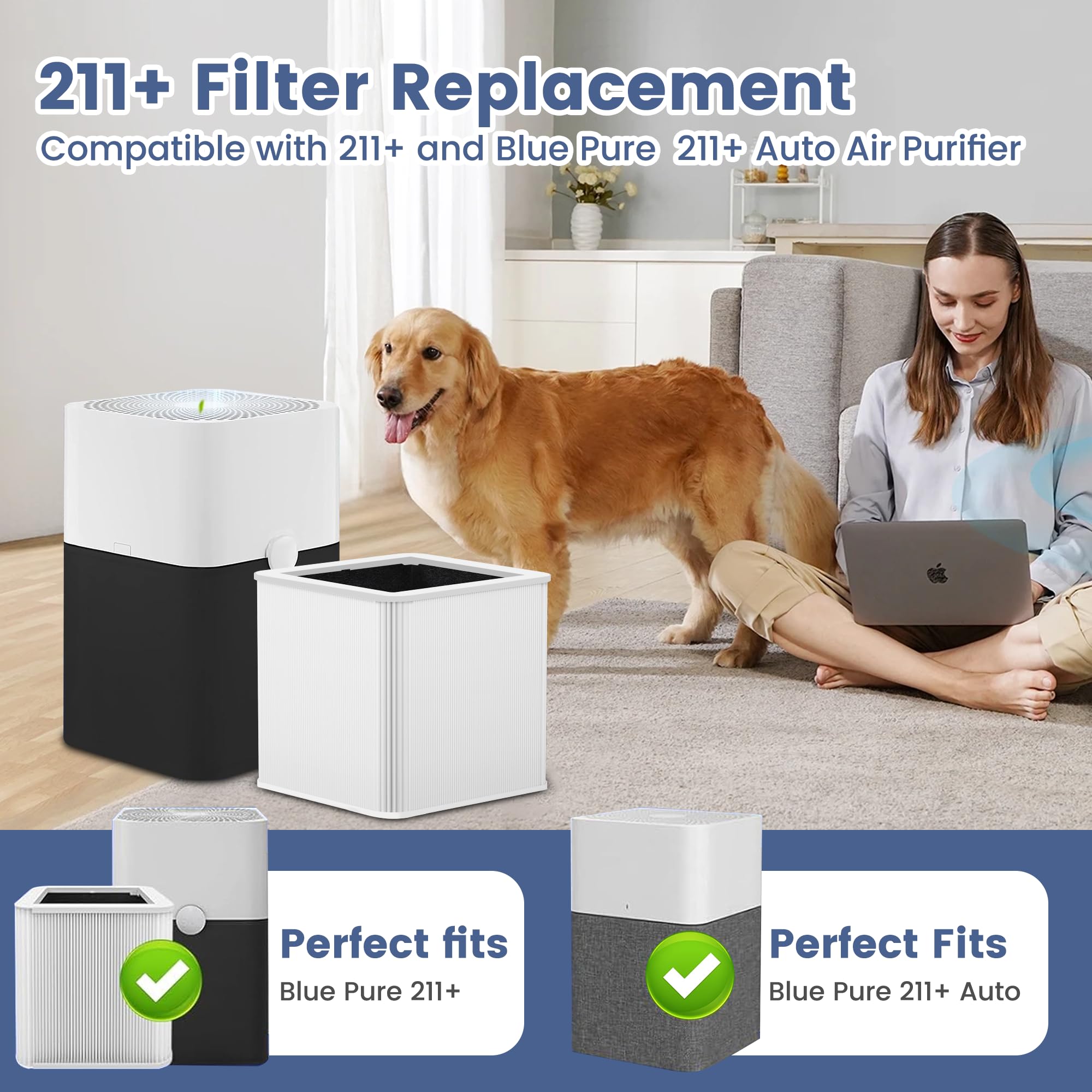 KEYINGXUAN Blue Pure 211+ back filter captures fine particles for fresher air.
