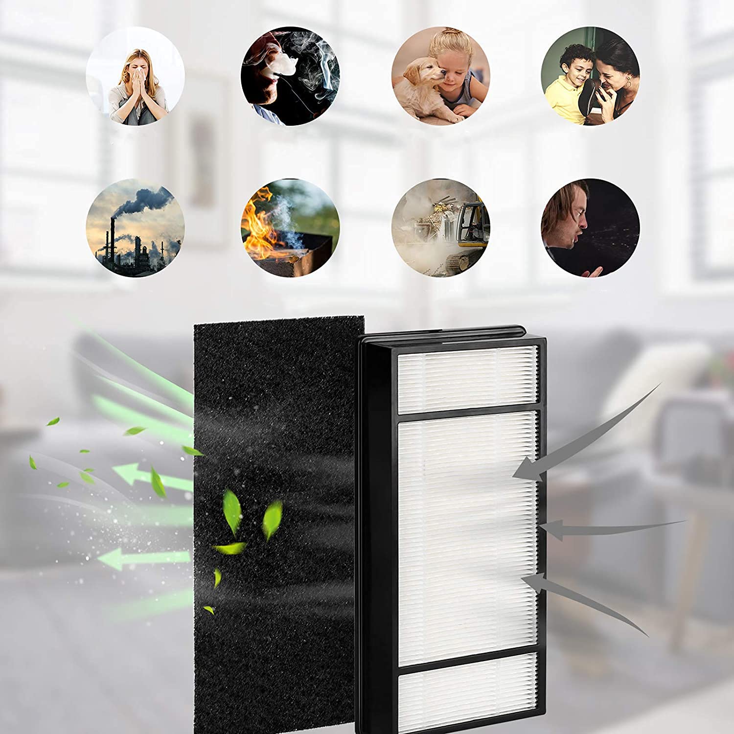 KEYJINIU carbon pre-filter eight-pack, extends main filter life and reduces odors.