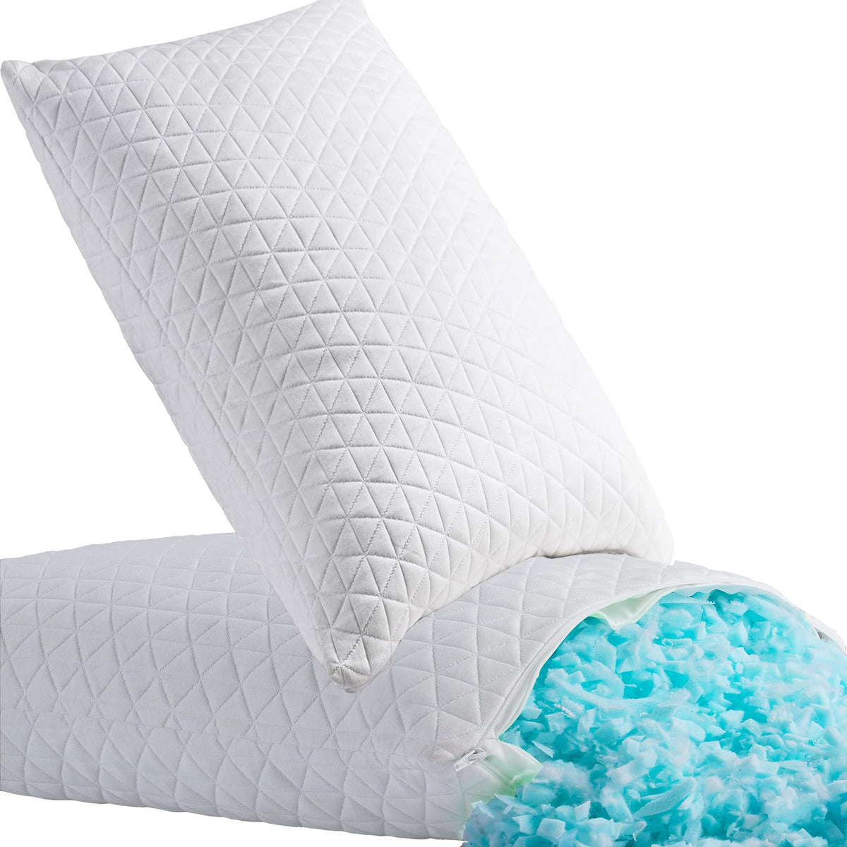 KEYOOHOME shredded memory foam pillow inside-fill provides breathable, cooling support.