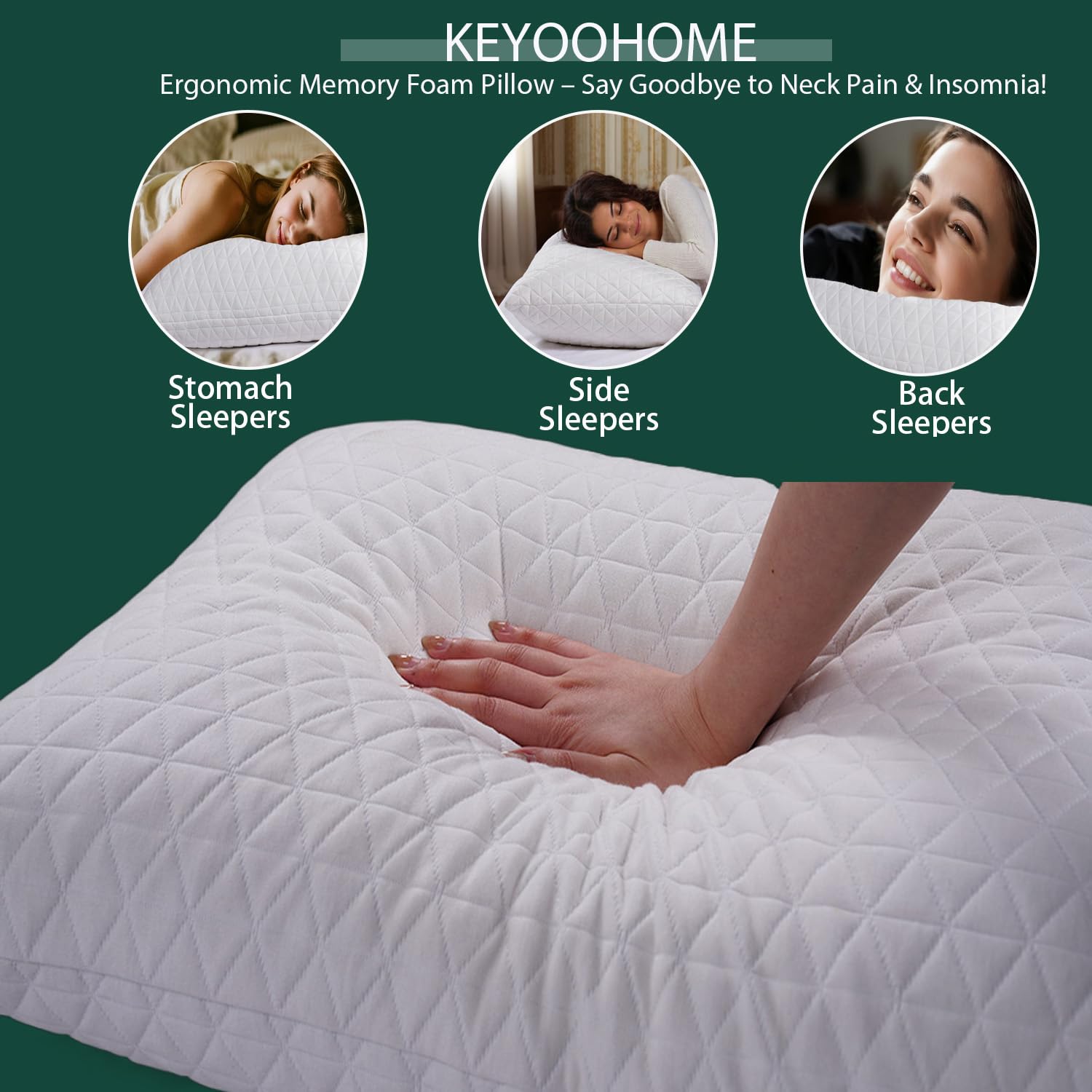 KEYOOHOME side-sleeper friendly pillow supports neck alignment.