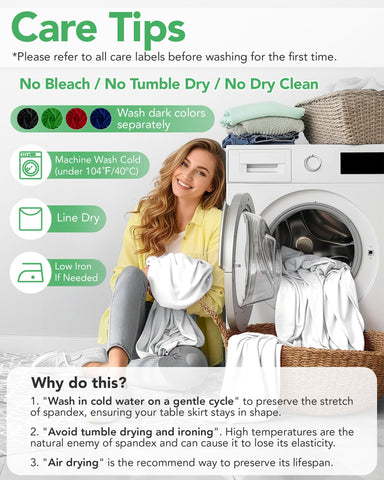 KeyWave care and cleaning keeps white table skirts looking fresh after events.