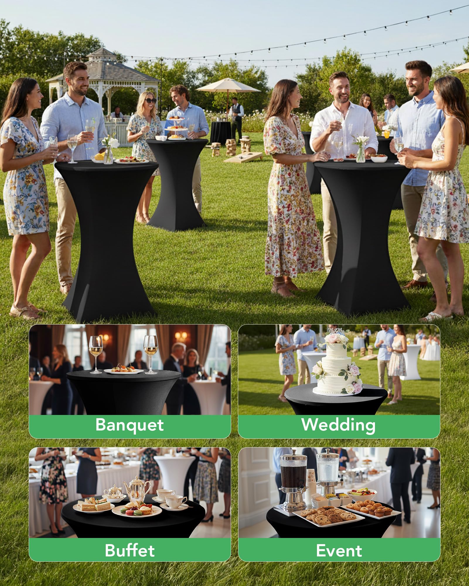 KeyWave elastic-fit cover with four-way stretch stabilizes your table presentation