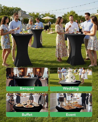 KeyWave elastic-fit cover with four-way stretch stabilizes your table presentation