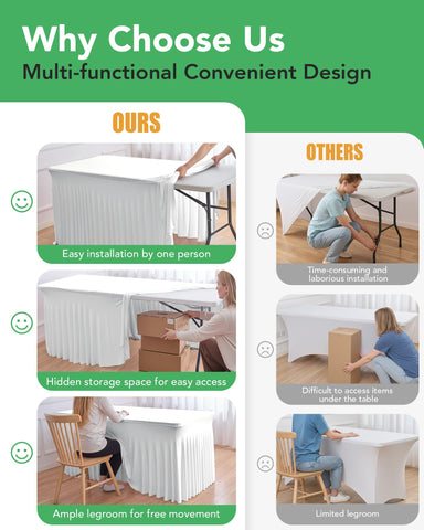 KeyWave elastic fitted tablecloth hugs a 6ft rectangle table with a seamless, tidy profile.