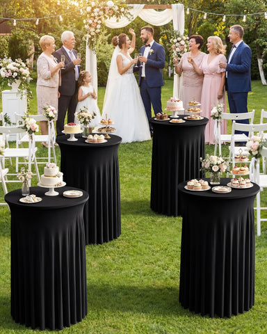 KeyWave highboy table cover with a wavy ruffle creates a dramatic centerpiece.