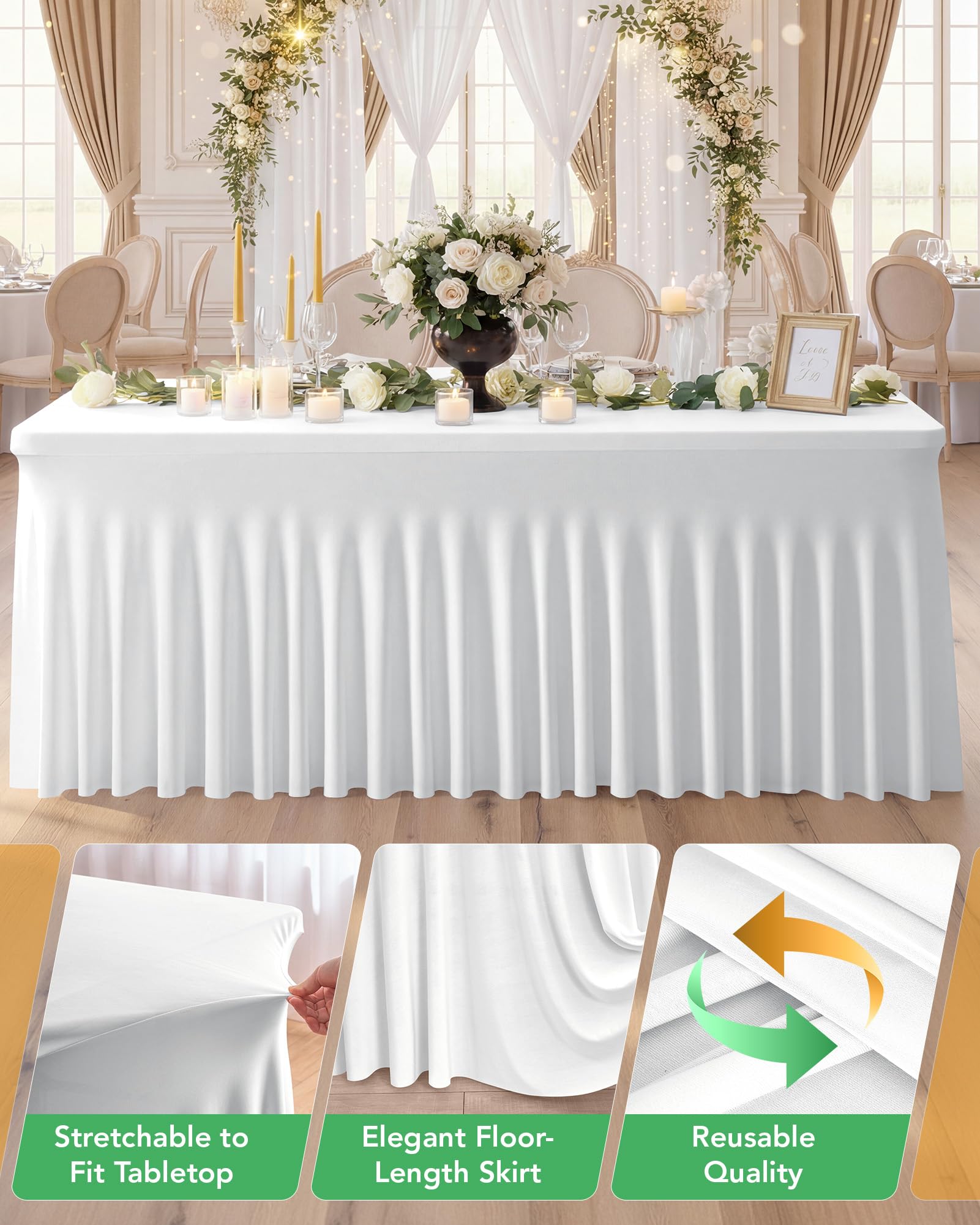 KeyWave reusable banquet skirt supports multiple events with a durable, long-term solution.