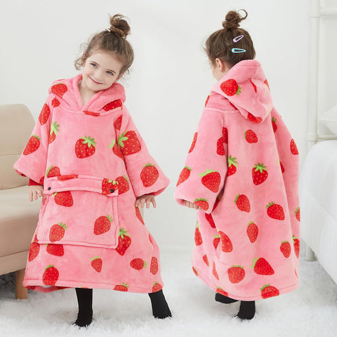 KFUBUO wearable blanket hoodie oversized hood detail provides warmth and support