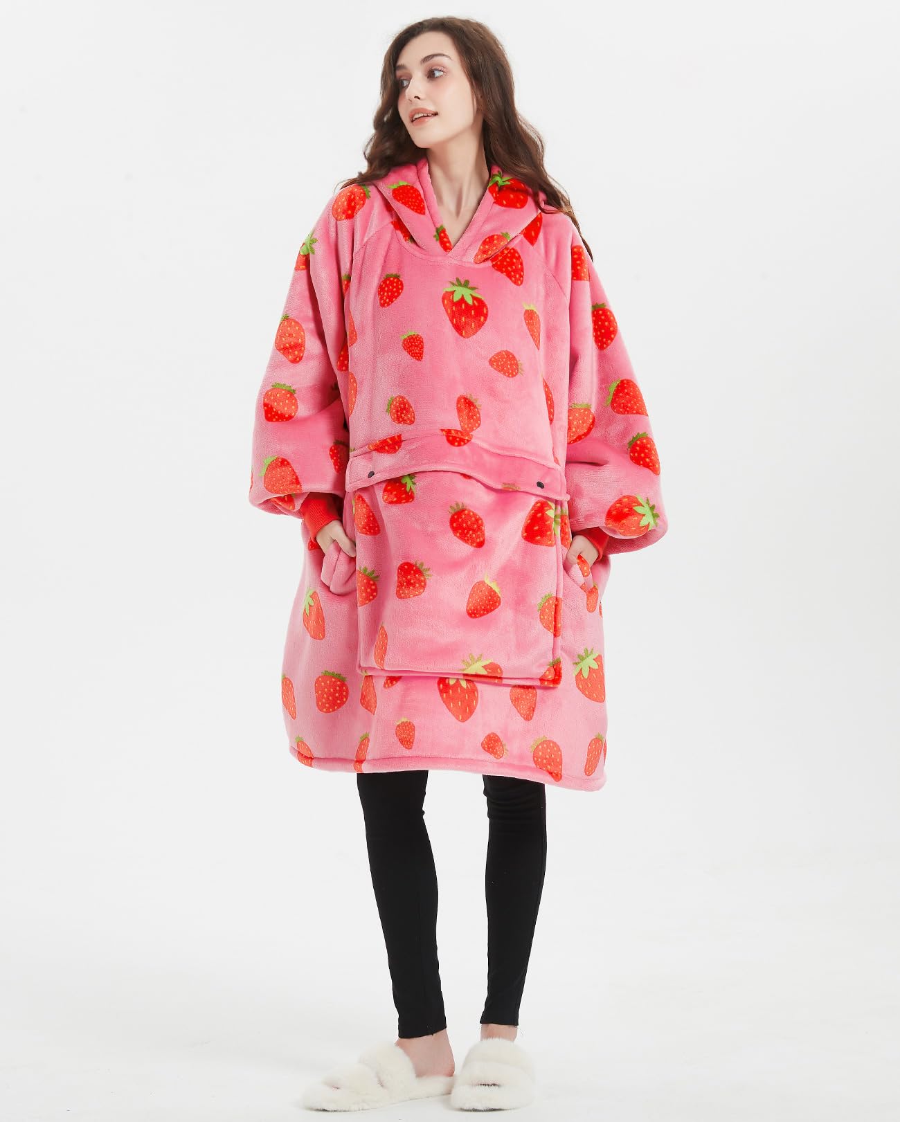KFUBUO oversized hoodie blanket with kangaroo pocket for easy hand warming