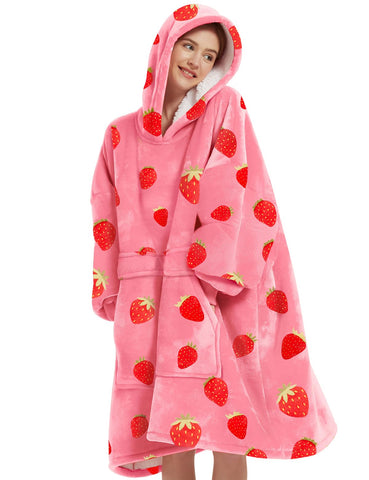 KFUBUO wearable blanket hoodie with sherpa lining for cozy sofa lounging
