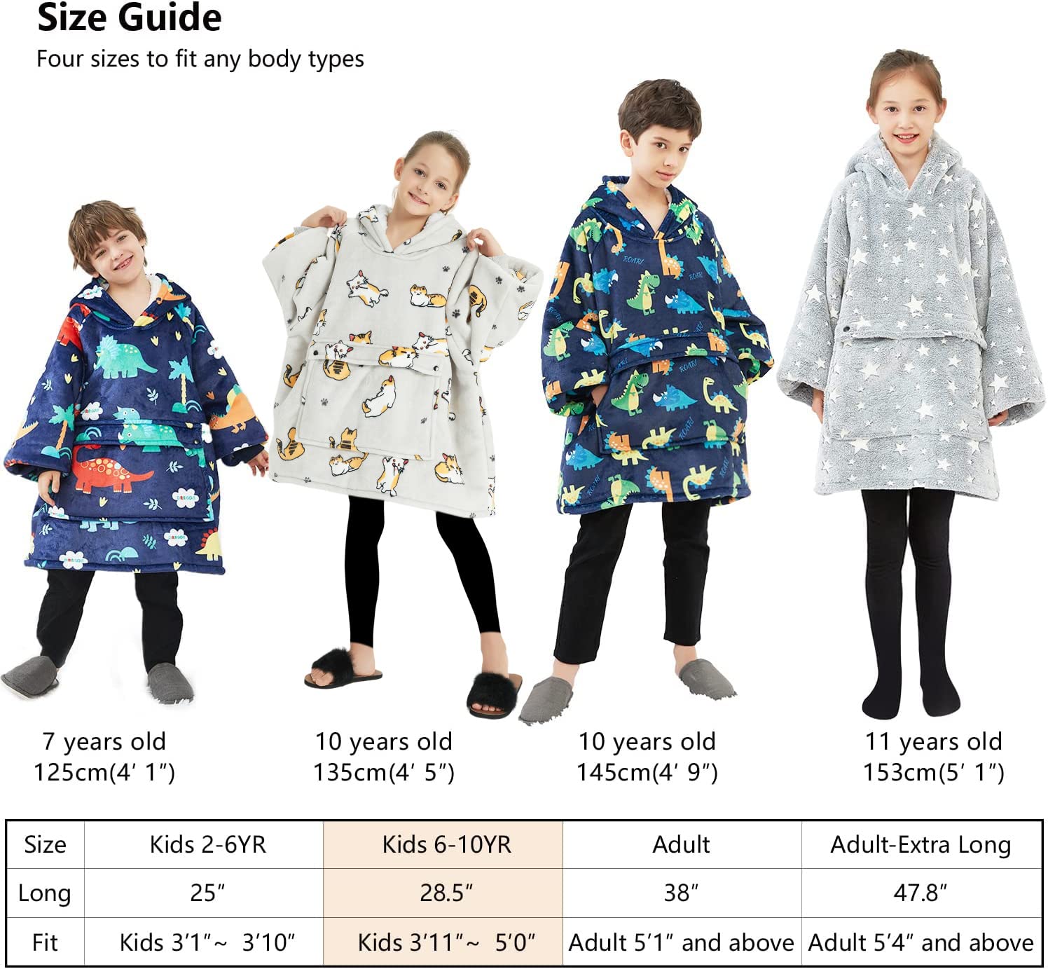 KFUBUO wearable blanket hoodie for camping or school use