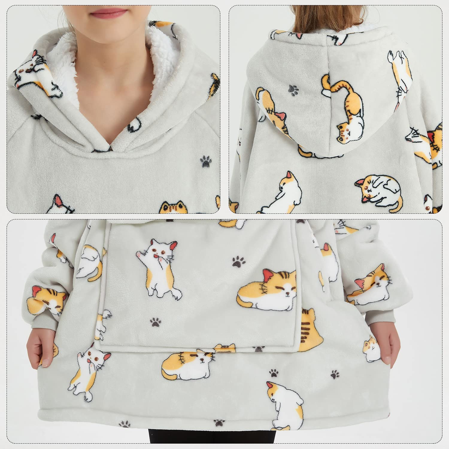 KFUBUO hoodie blanket pockets for snacks and phone