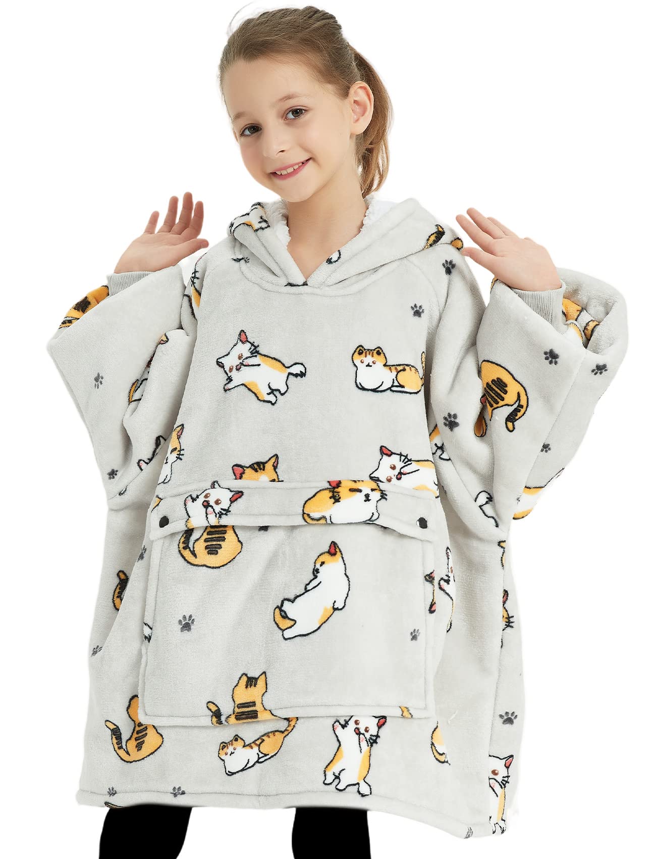 KFUBUO one-size fits 6-10 kids wearing the hoodie