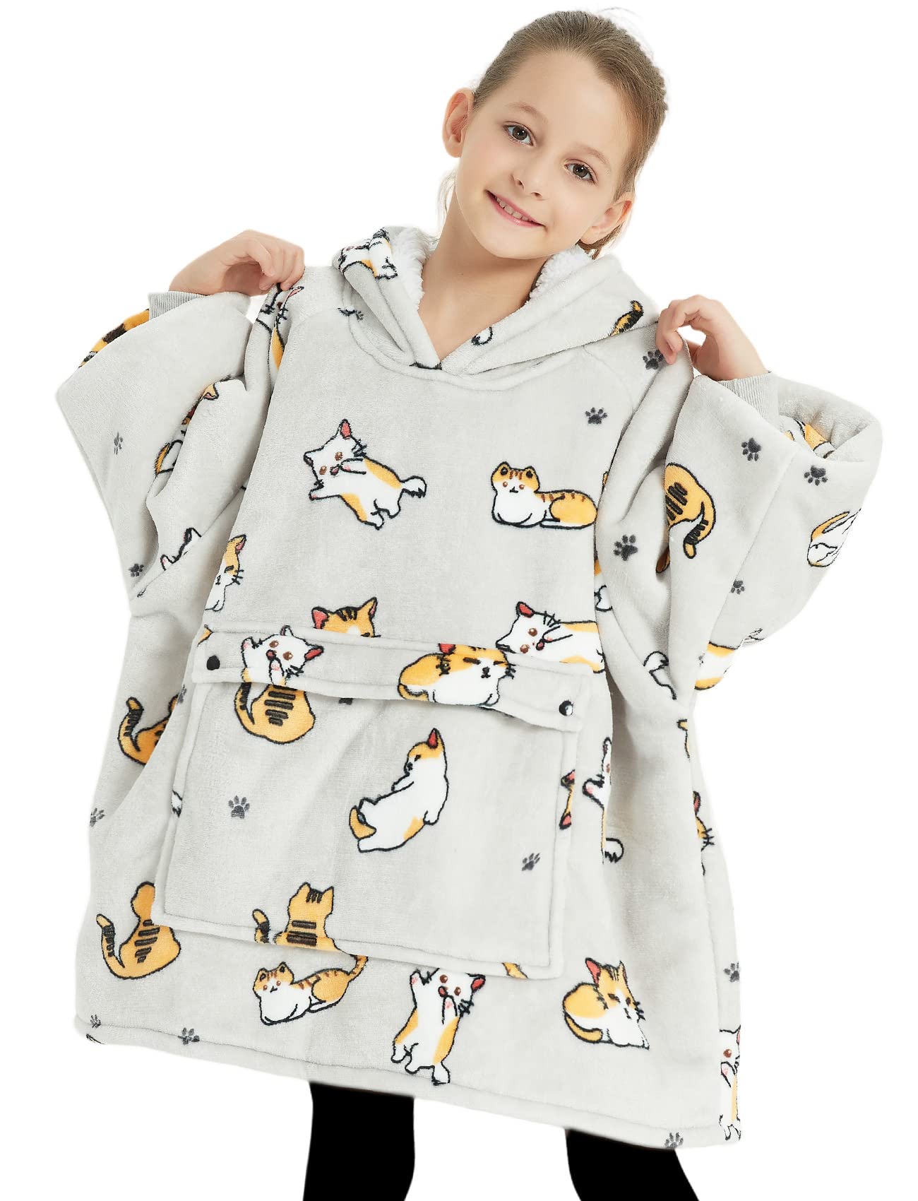 KFUBUO sherpa-patterned wearable blanket hoodie design for kids
