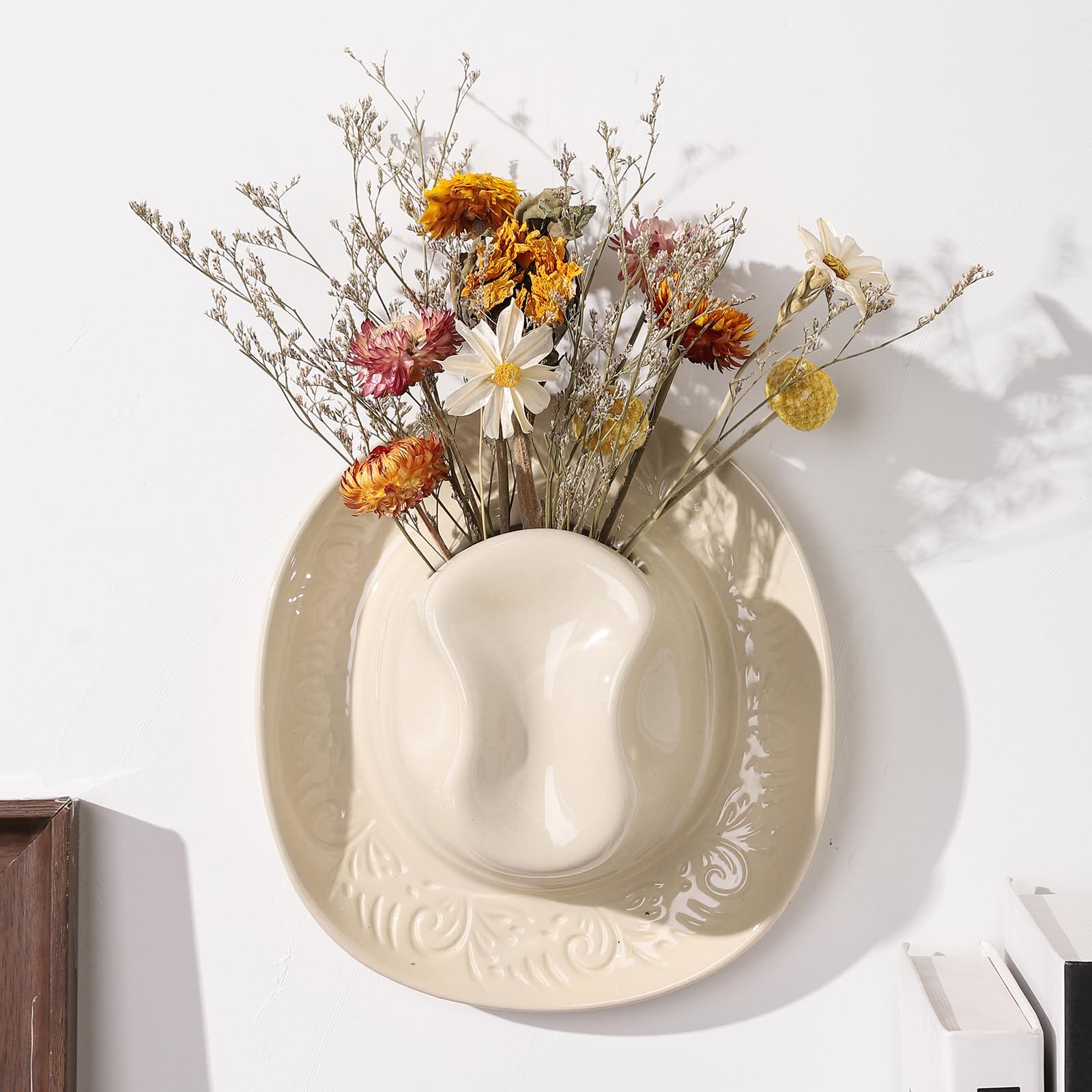 KGCCIZI Cowboy Wall Planter hanging in the living room for stylish greenery.