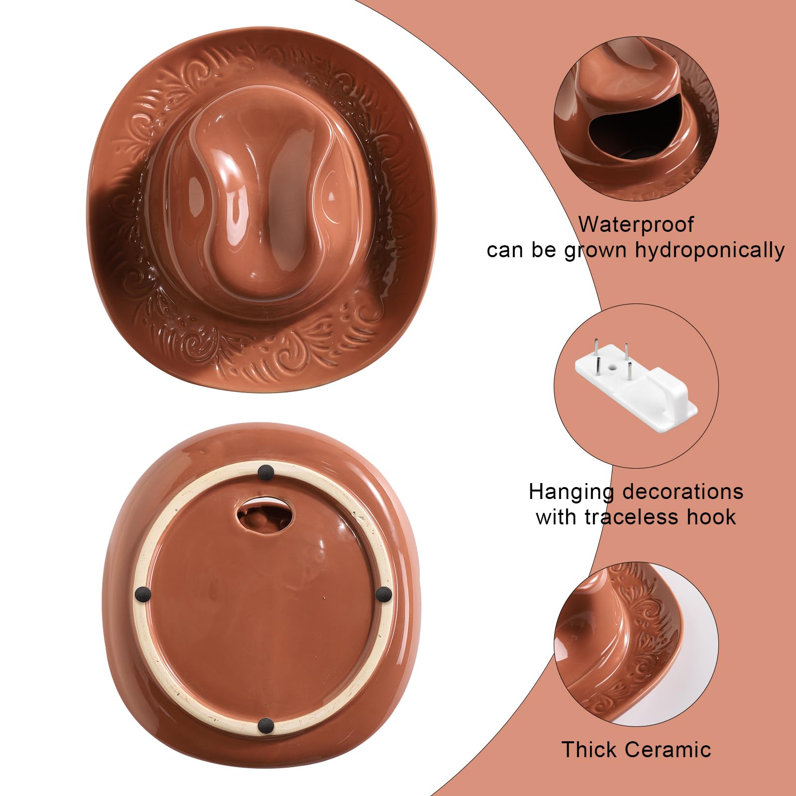 KGCCIZI high-fired ceramic wall vase provides durable display.