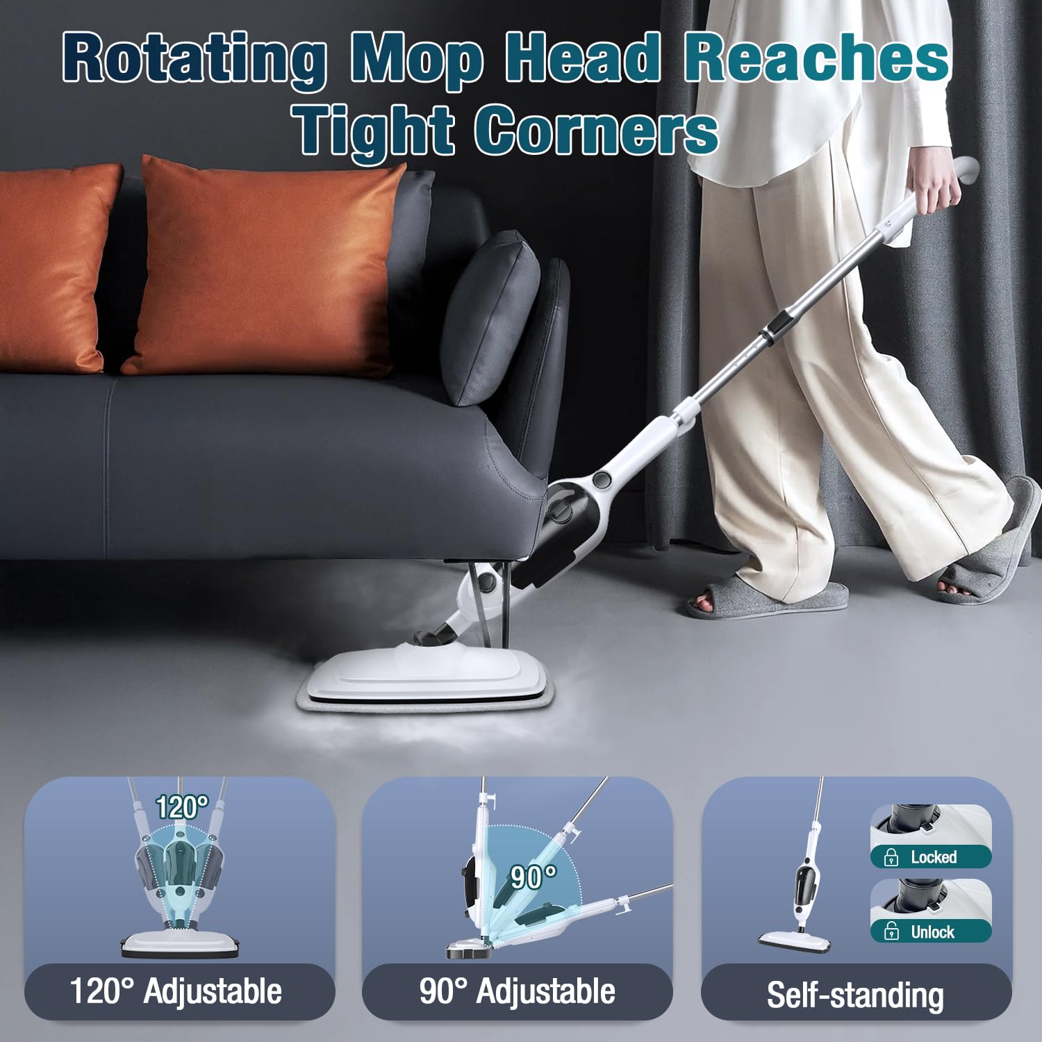 23-foot cord enables wide-area cleaning