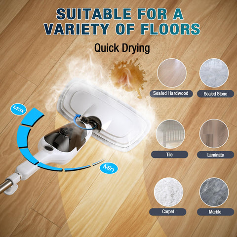 Steam mop delivering 260°F deep cleaning on floors