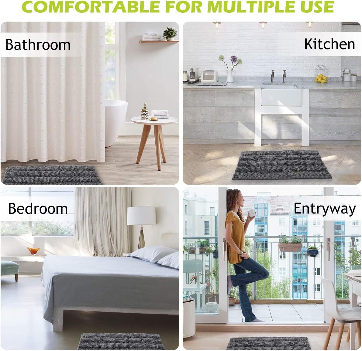 KGORGE baby and pet-friendly bath rug stays cozy underfoot.