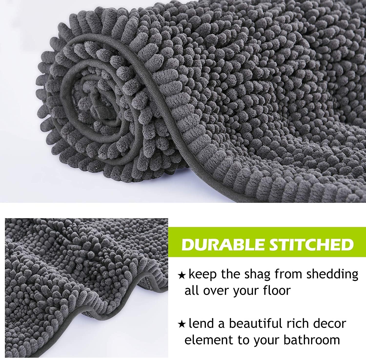 KGORGE grey bath rug ideal for kitchen or entryways.