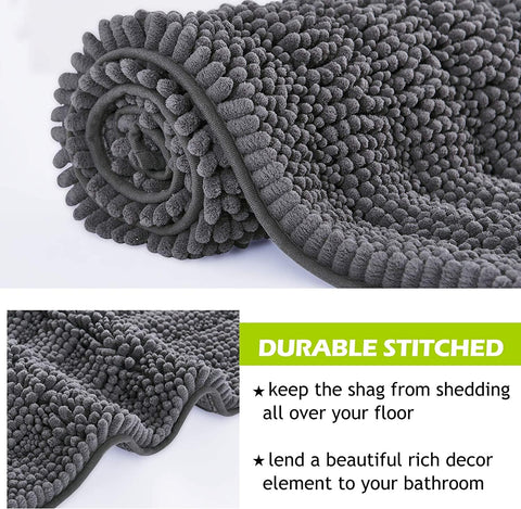 KGORGE grey bath rug ideal for kitchen or entryways.