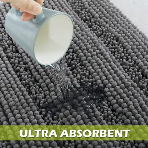 KGORGE grey bath rug machine washable for easy cleaning.