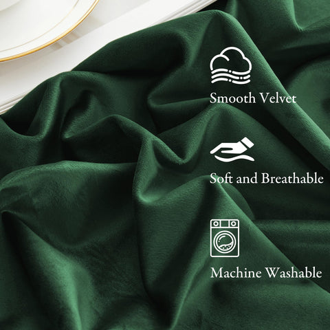 KGORGE hunter-green velvet curtains with rod-pocket add elegant privacy.