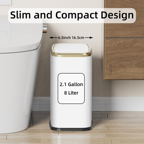 KHMMGK slim-design trash bin fits tight spaces under sink or desk