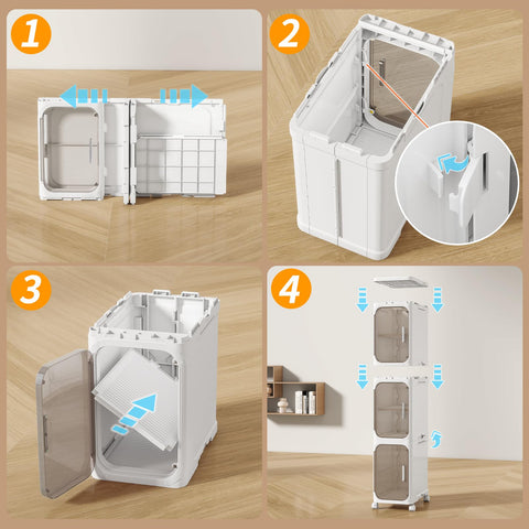 KHNR 4-Tiers Slim Cabinet open shelves keep daily essentials within reach.
