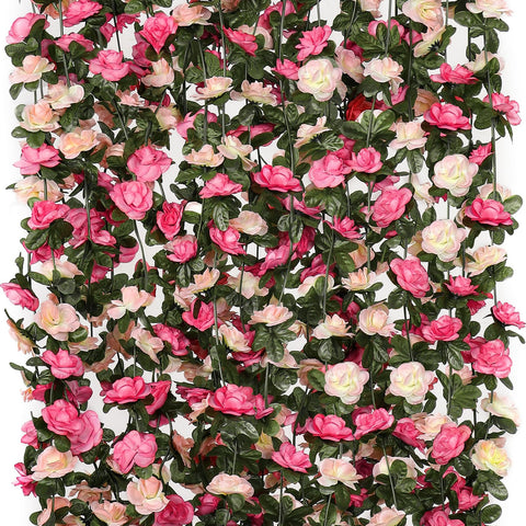 Khoyime 9-pack garland for versatile backdrops with pink roses