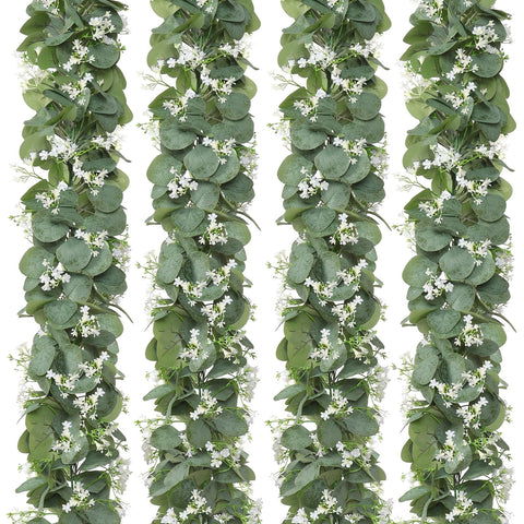 Khoyime eucalyptus garland with silver-dollar leaves for arch decor and elegance.