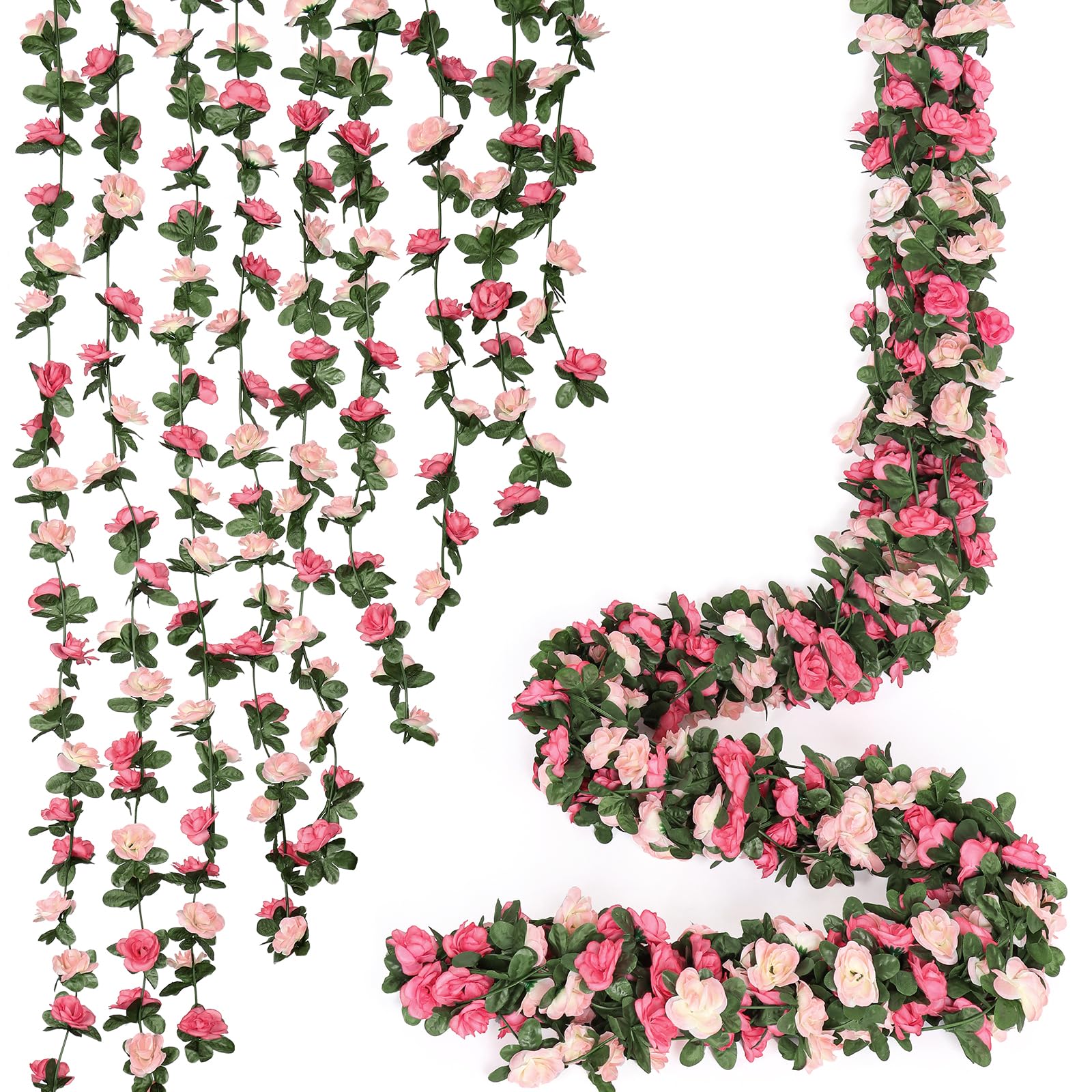 KHOYIME pink rose vine 8ft for wedding arches and romantic backdrops.