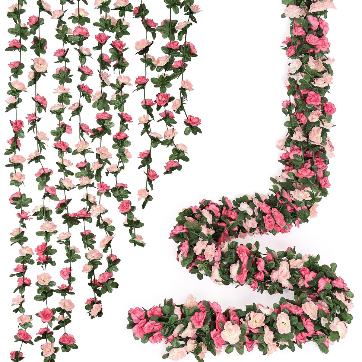 KHOYIME pink rose vine 8ft for wedding arches and romantic backdrops.