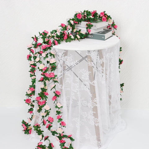 KHOYIME pink rose vine ideal for wedding arches decor.