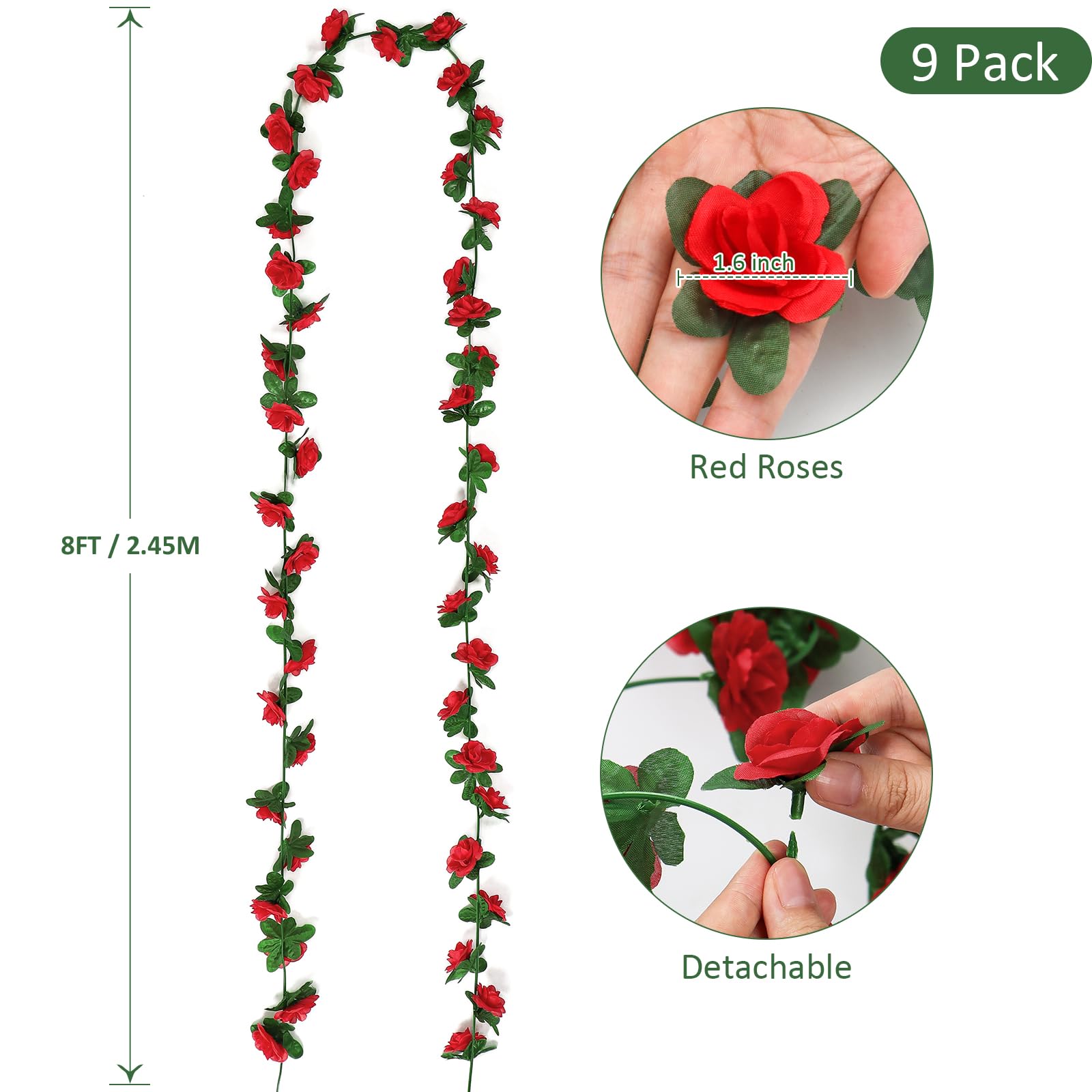 KHOYIME silk rose garland suitable for outdoor displays.