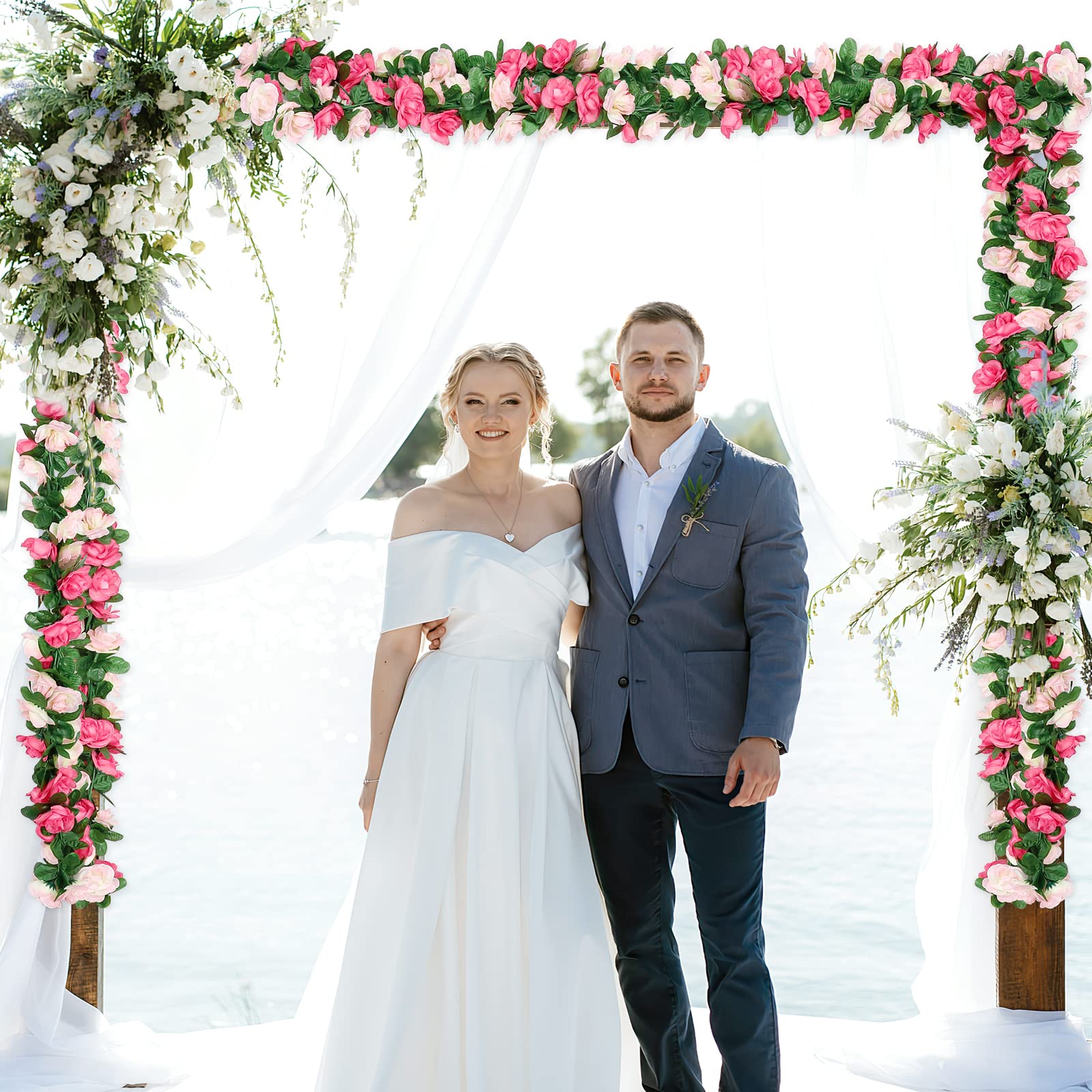 Khoyime table décor garland adding romantic pink accents