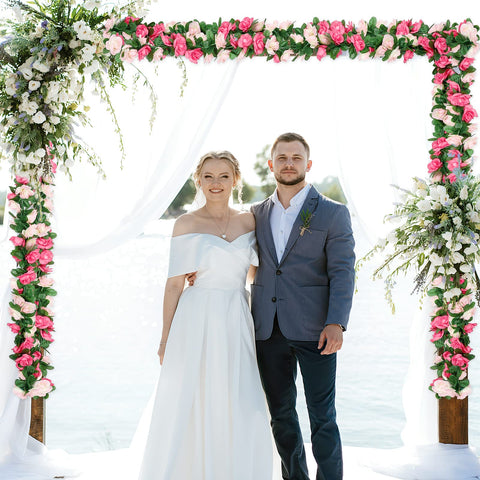 Khoyime table décor garland adding romantic pink accents