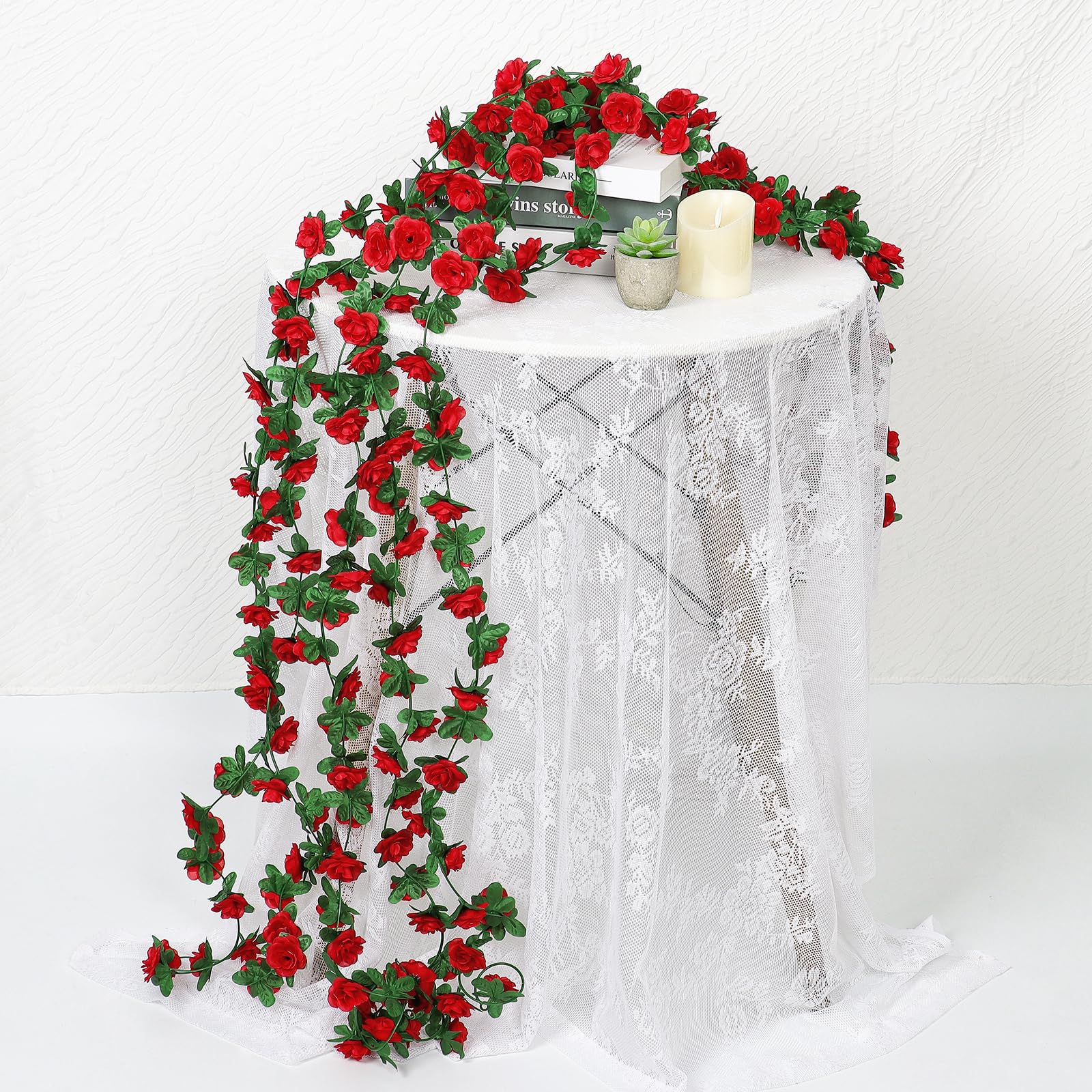 KHOYIME two-tone rose garland brings natural vibrancy indoors.