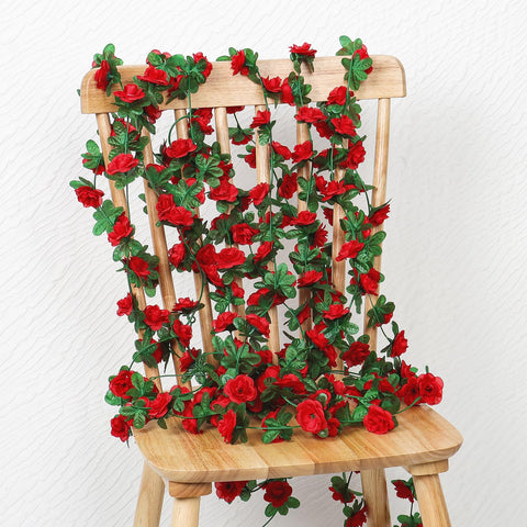 KHOYIME wall backdrop rose vine garland adds natural charm to interiors.