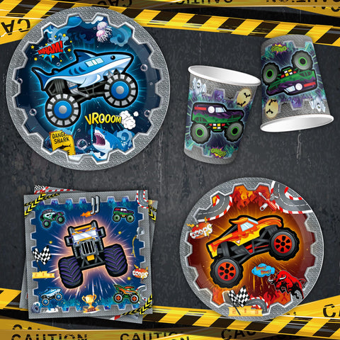 KHPGQIAS Monster-truck plates provide sturdy, fun dining for kids.