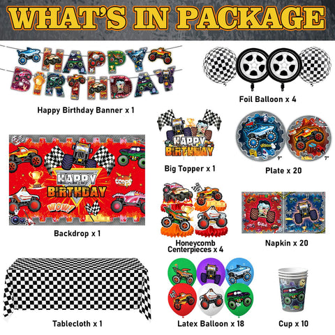 KHPGQIAS Monster-truck tablecloth adds color and table protection for easy cleanup.