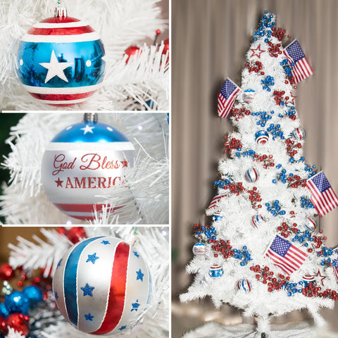 KI Store shatterproof patriotic ball ornaments designed for durable year-round use.