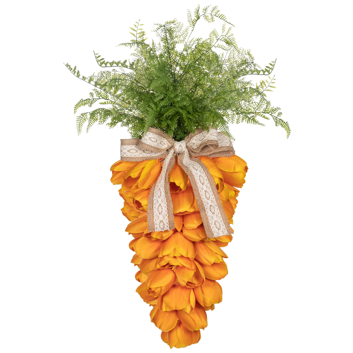 KI Store Tulip Carrot Wreath on door adds Easter charm