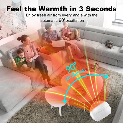 KIAMI 1400W heating element highlights rapid warmth in cold mornings.