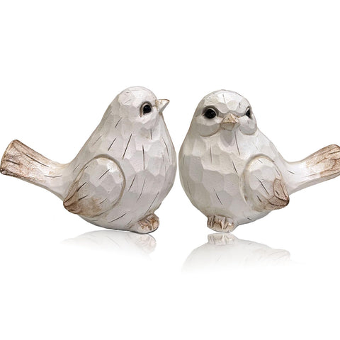 KiaoTime farmhouse bird figurines set 2 for elegant shelf display
