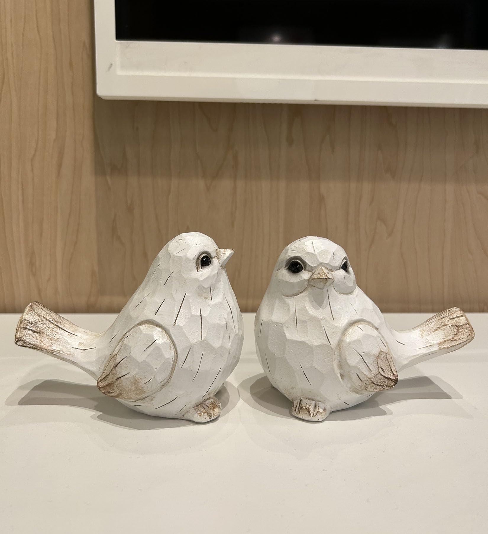 KiaoTime white distressed bird decor adds rustic charm to any room