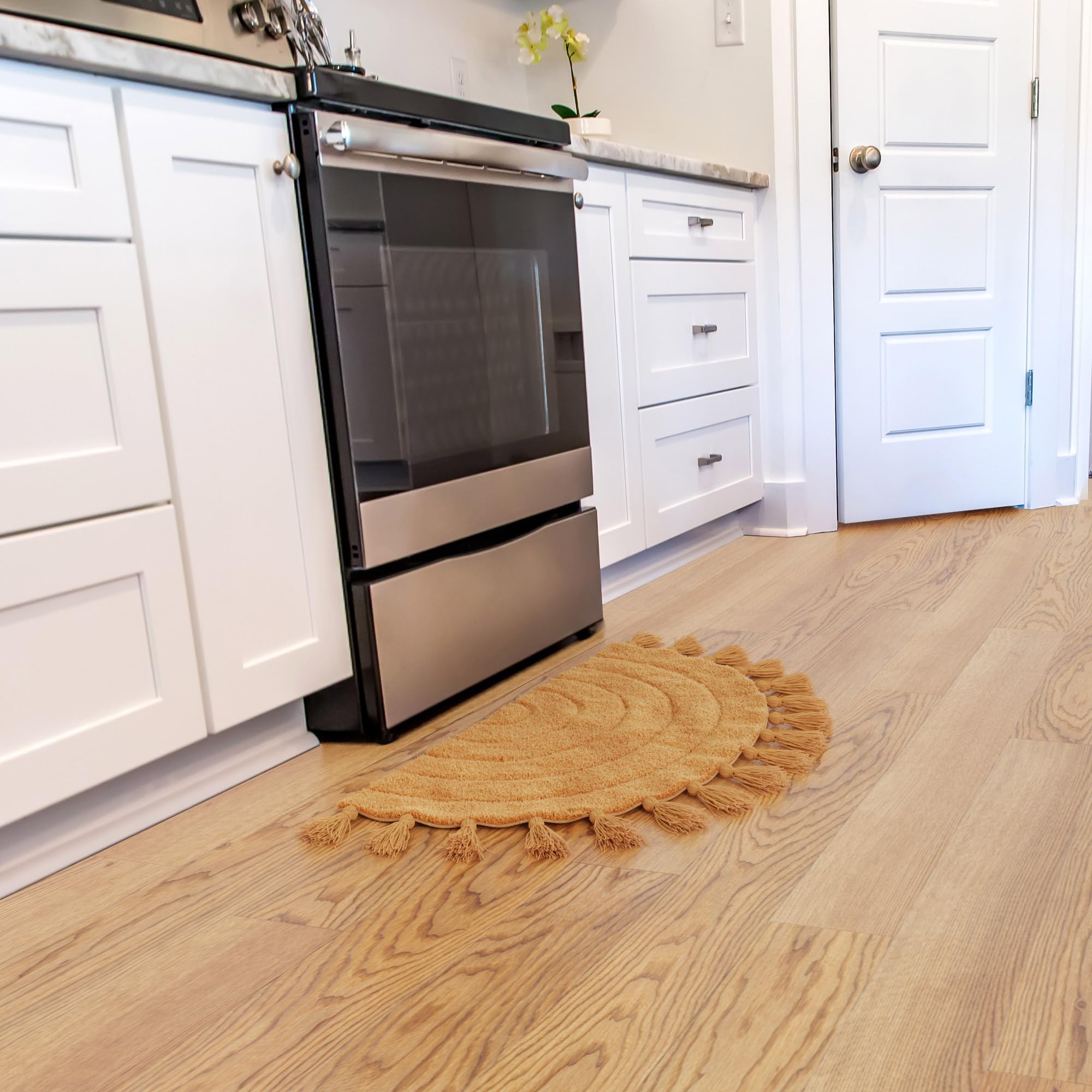 KIBAGA bath mat with anti-slip bottom helps keep floors dry and safe.
