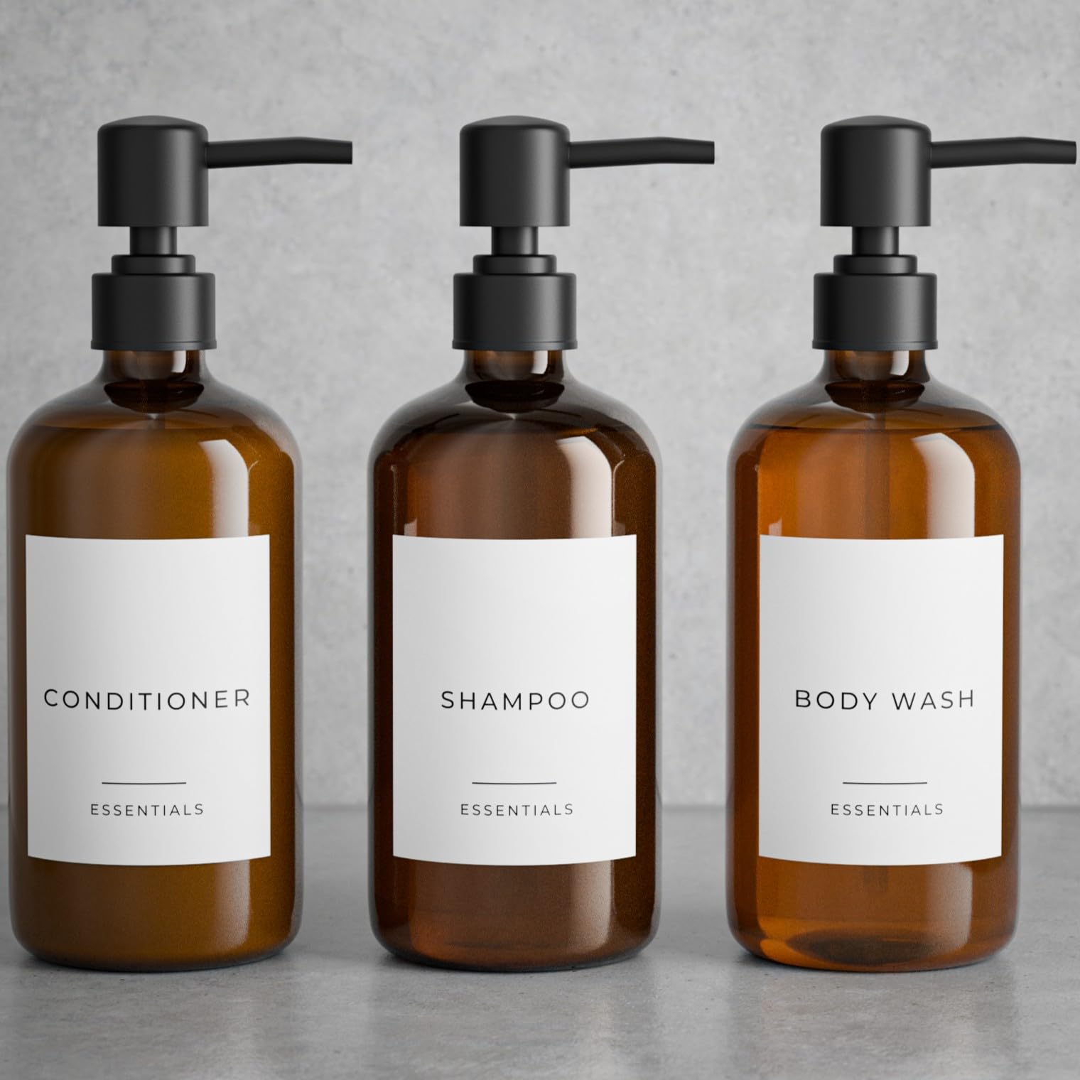 KIBAGA refillable bottles promote flexible bathroom organization.