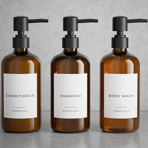 KIBAGA refillable bottles promote flexible bathroom organization.